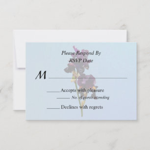 Two Dark Purple Irises Wedding Supplies RSVP Card