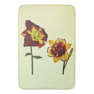 Two Daylilies having a Chat Bath Mat