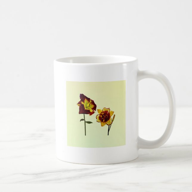 Two Daylilies having a Chat Coffee Mug (Right)