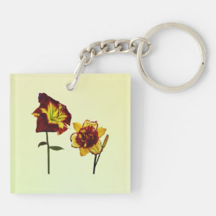 Two Daylilies having a Chat Key Ring