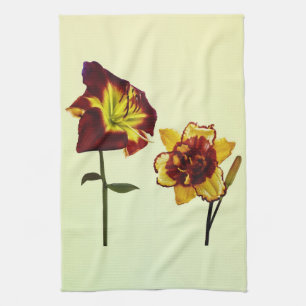 Two Daylilies having a Chat Tea Towel