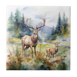 Two Deer Ceramic Tile