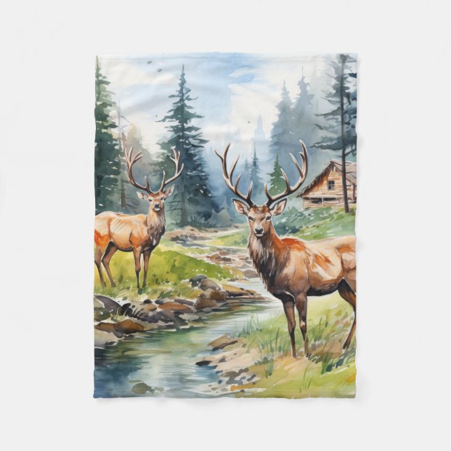 Two Deer Fleece Blanket (Front)