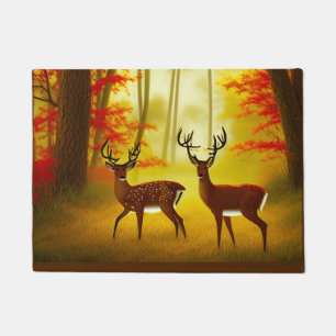 Two deer in an Autumn Forest / Woods Doormat