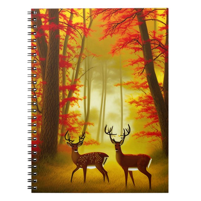 Two deer in an Autumn Forest / Woods Notebook (Front)