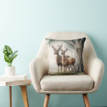 Two Deer With Carved Heart and Names Cushion<br><div class="desc">A buck and a doe deer stand gracefully beside an old tree with a heart and names carved into its trunk.
Names in the heart can be changed.
Back colour can be changed.</div>