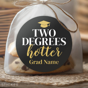 Two Degree Hotter - Grad Name and Cap - Black Gold Classic Round Sticker