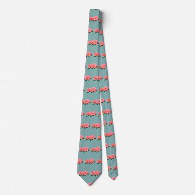 Two Delicate Pink Roses Tie (Front)