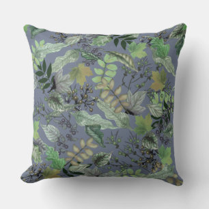 Two Designs   Foliage Front   Plaid Back Cushion