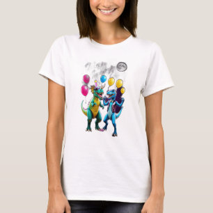 Two dinosaurs dancing like they’re at a party. T-Shirt