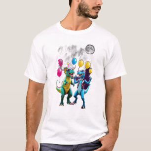 Two dinosaurs dancing like they’re at a party. T-Shirt
