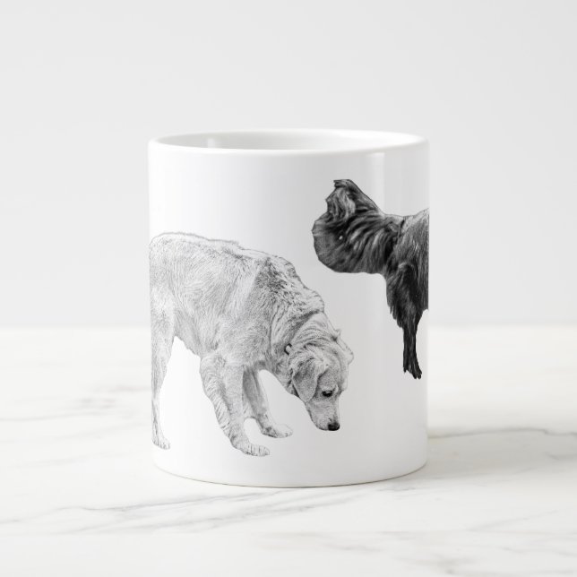 Two-Dog Sniffari in Fine Grain Large Coffee Mug (Front)