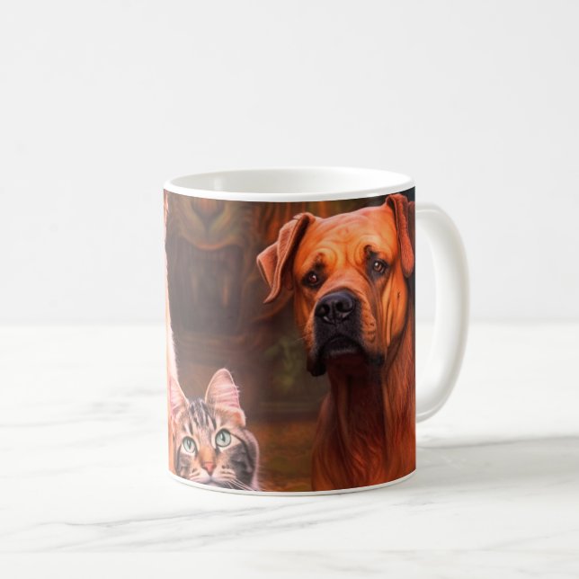Two Dogs and a Cat Coffee Mug (Front Right)