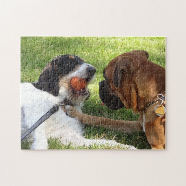two dogs at play jigsaw puzzle (Horizontal)