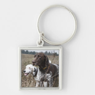 Two Dogs in Field, Houston, Texas, USA Key Ring