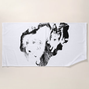 Two Dogs, One Bond Beach Towel
