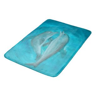 Two Dolphins Playing Wild and Free in the Ocean  Bath Mat