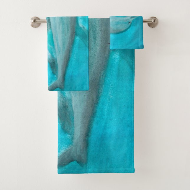 Two Dolphins Playing Wild and Free in the Ocean  Bath Towel Set (Insitu)
