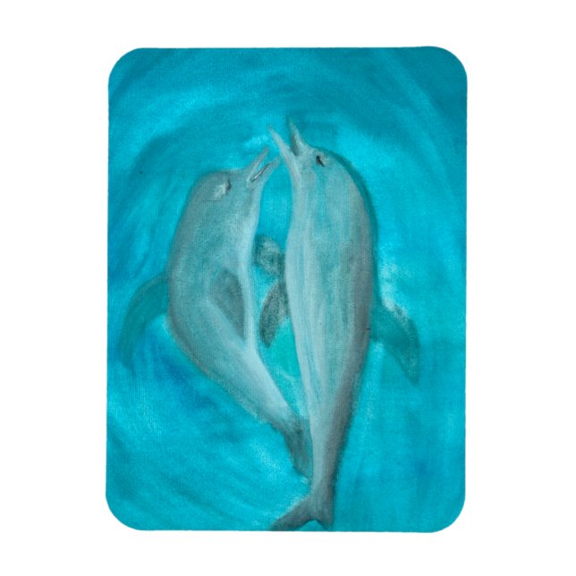 Two Dolphins Playing Wild and Free in the Ocean  Magnet (Vertical)