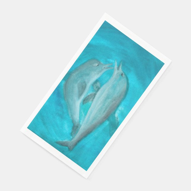 Two Dolphins Playing Wild and Free in the Ocean  Napkin (Corner)