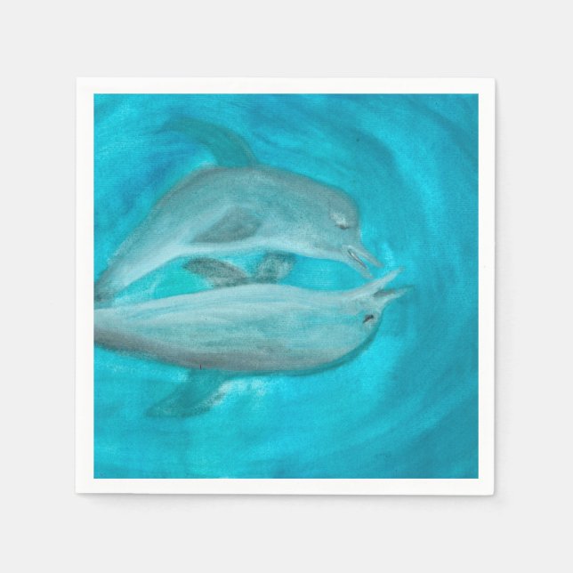 Two Dolphins Playing Wild and Free in the Ocean  Napkin (Front)