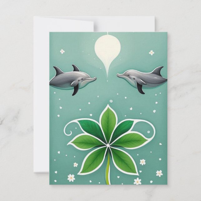 Two Dolphins Swimming Card (Front)