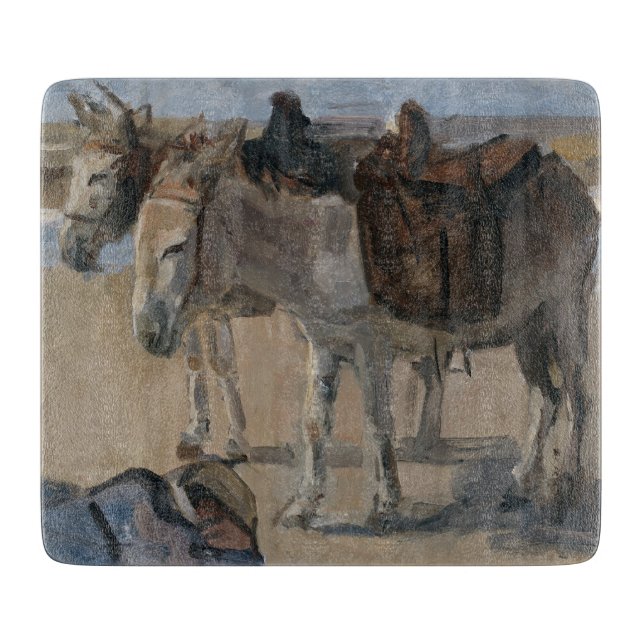 Two Donkeys (by Isaac Israels) Cutting Board (Front)
