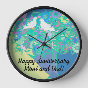 Two Doves Anniversary Wedding  Clock