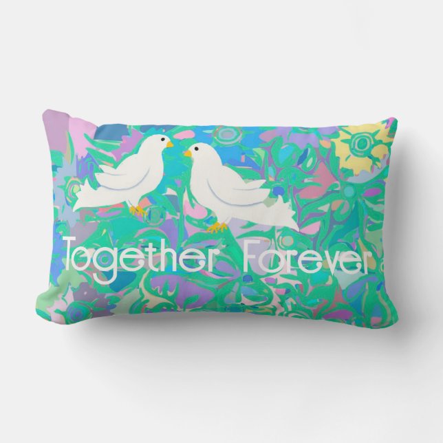 Two Doves Anniversary Wedding  Lumbar Cushion (Front)