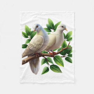 Two Doves on Tree Branch Blanket