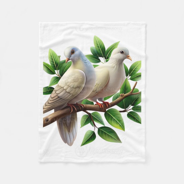 Two Doves on Tree Branch Blanket (Front)