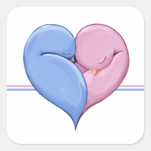 Two Doves One Heart Square Sticker