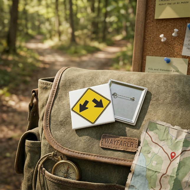 Two Downward Arrows Warning Road Sign 15 Cm Square Badge (Creator Uploaded)