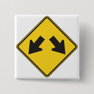 Two Downward Arrows Warning Road Sign 15 Cm Square Badge