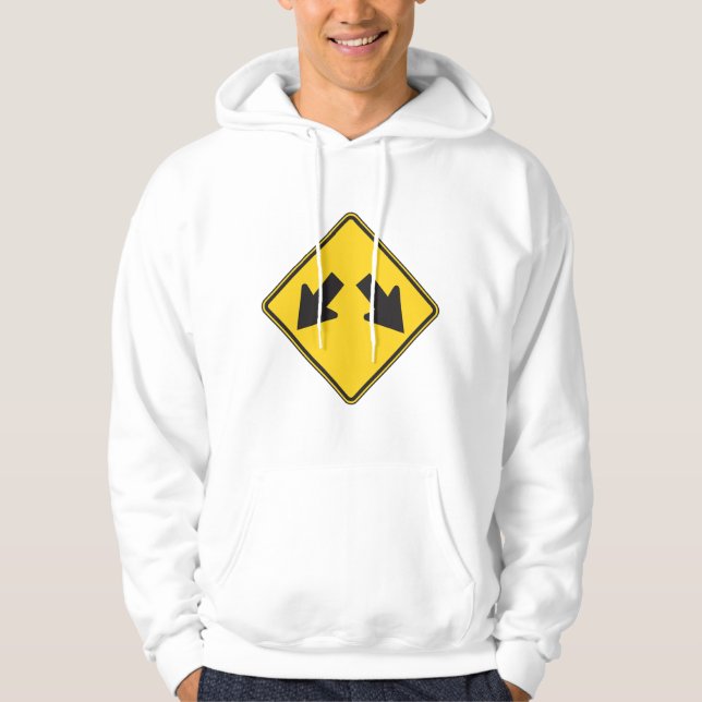 Two Downward Arrows Warning Road Sign Hoodie (Front)