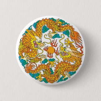 Two dragons 6 cm round badge