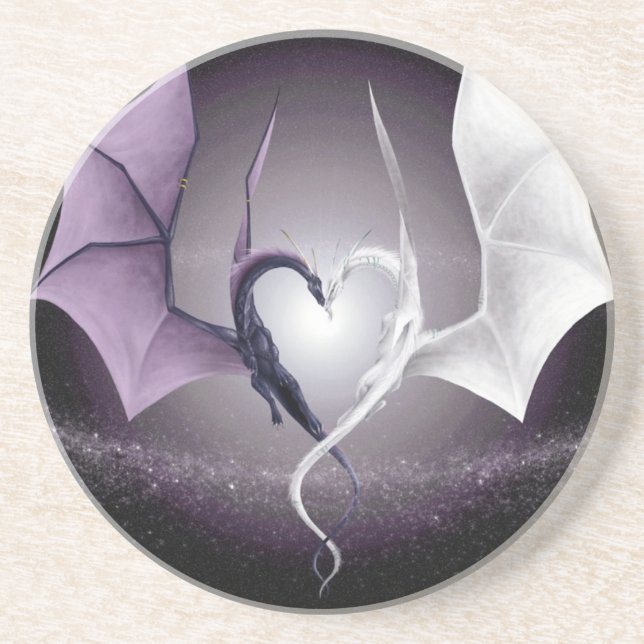 Two Dragons w/ One Heart Coaster (Front)