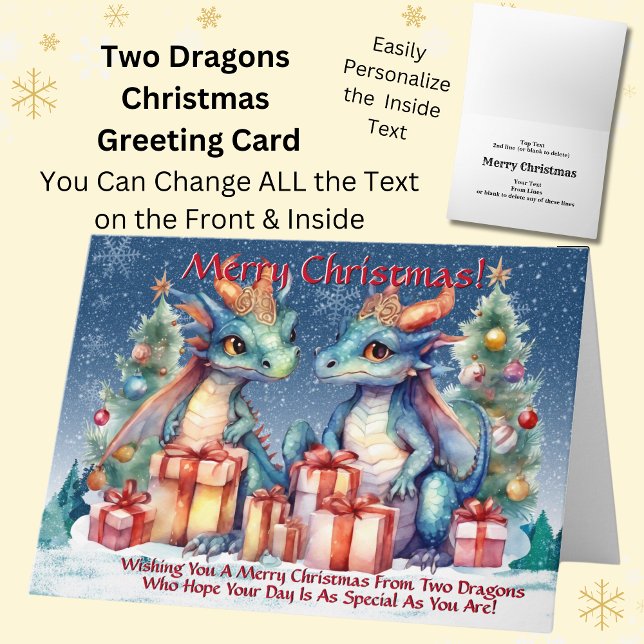 Two Dragons Wishing You Merry Christmas  Card (Creator Uploaded)