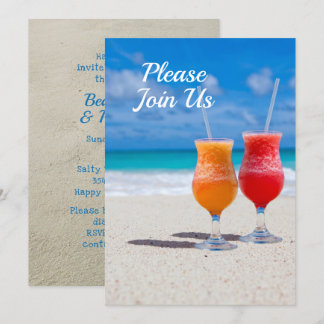 Two Drinks Beach Party Theme Invitation