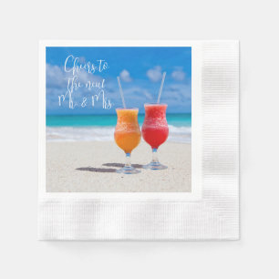 Two Drinks Sunny Beach Cheers Custom Text Napkin