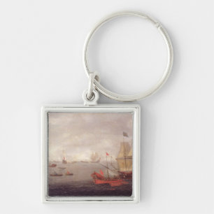 Two Dutch Men o'War Accompanied by Ottoman State B Key Ring