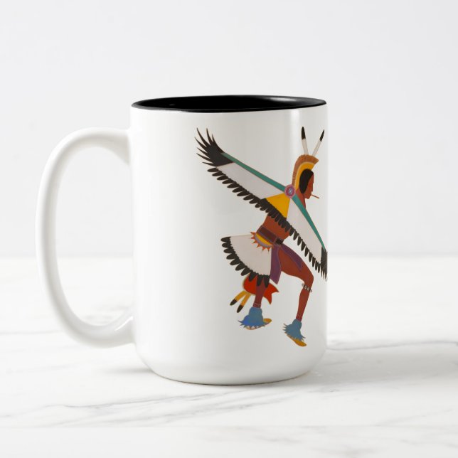 Two Eagle Dancers Two-Tone Coffee Mug (Left)