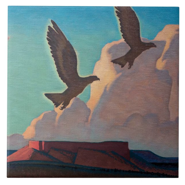 Two Eagles by Maynard Dixon Ceramic Tile (Front)