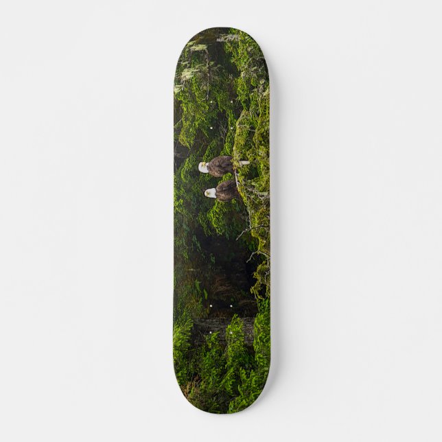 Two Eagles Perched Painterly Skateboard (Front)
