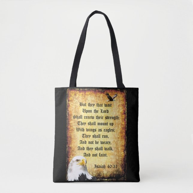 Two Eagles with Isaiah 40:31 Tote Bag (Front)