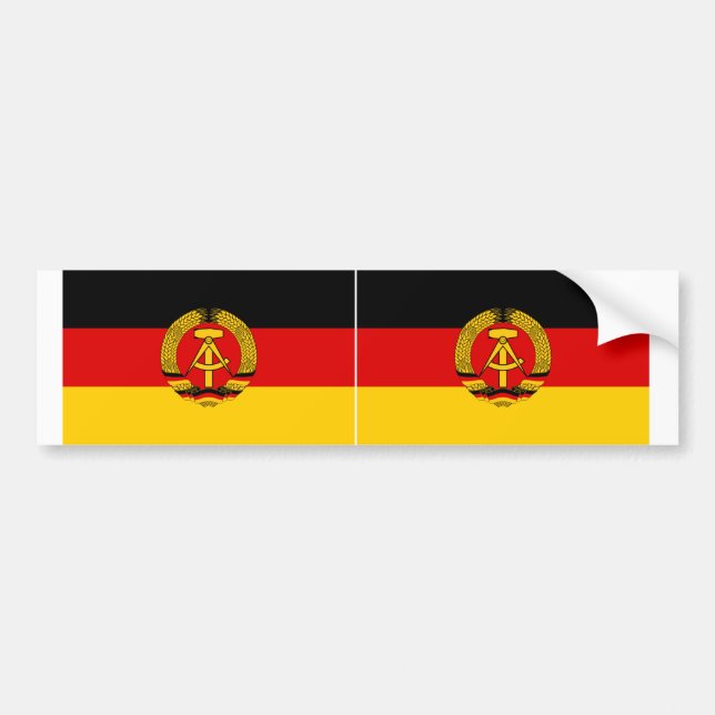 TWO East Germany Flag Bumper Sticker (Front)