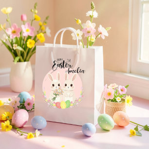 Two Easter Bunnies Personalised Gift Bag