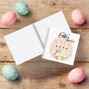 Two Easter Bunnies Personalized Spiral Notebook