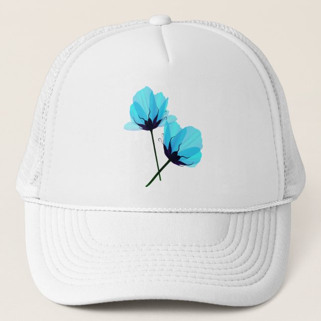 Two Electric Blue Flowers Hat (Front)