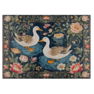 Two Elegant Ducks William Morris Inspired Cutting Board
